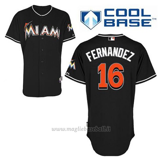 Maglia Baseball Uomo Miami Marlins Jose Fernandez 16 Nero Alterner Cool Base